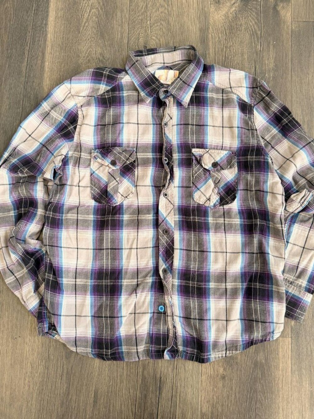 Ocean Pacific Purple Plaid Flannel Button-Up